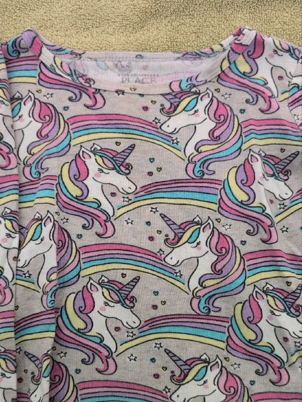 Girls' Unicorn Rainbow Pajama Set - Pastel Pink & White